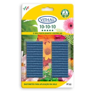Fertilizante Bastonetes Pronto Uso 10-10-10 Vithal - 30 Unidades